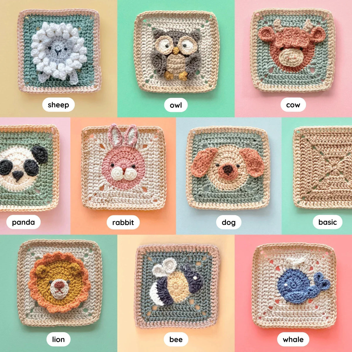 Baby Blanket Crochet Pattern with Animal Granny Squares