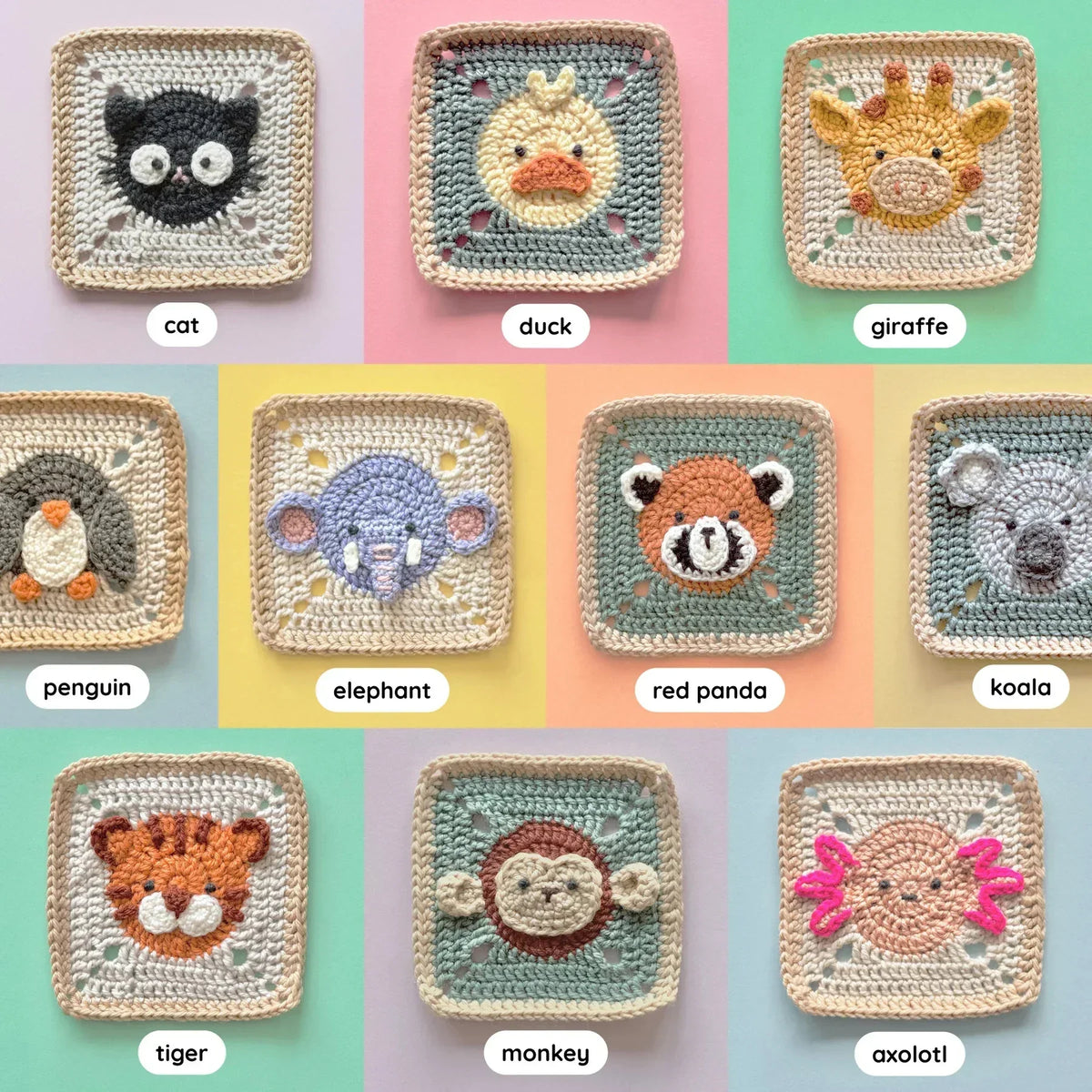 Baby Blanket Crochet Pattern with Animal Granny Squares