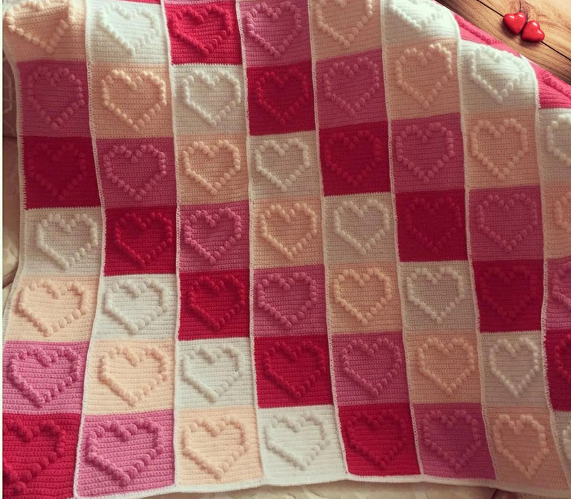 Heart Motifs Baby Blanket Crochet Pattern